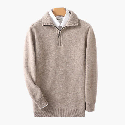 High-neck zip-up sweater for men casual chic style