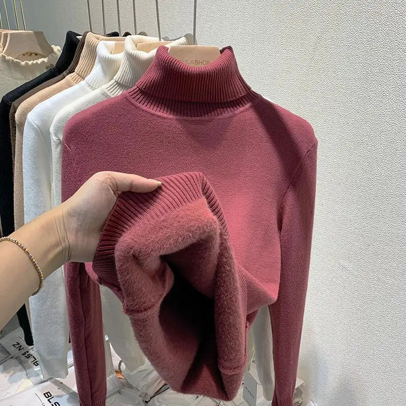 Damski sweter z podwójnym golfem w klasycznym i wygodnym stylu na zimę