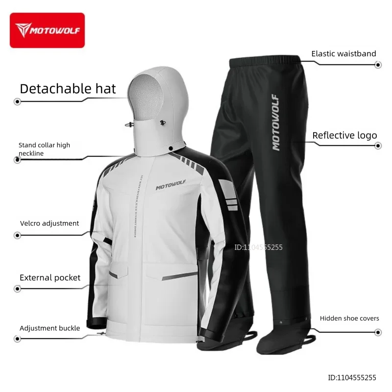 Unisex two-tone waterproof motorcycle suit with reflective strips