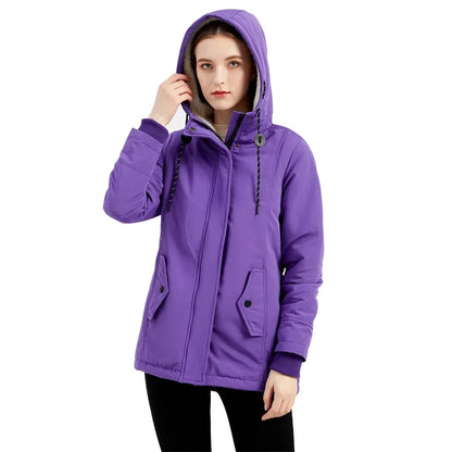 Abrigo de Invierno para Mujer con Capucha Estilo Casual Caliente para Exterior