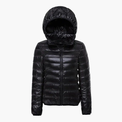 Daunenjacke mit Kapuze für Damen, leichter und warmer urbaner Stil, ideal für den Winter