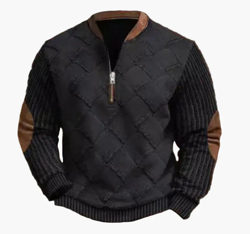 Herren-Sweatshirt mit halbem Reißverschluss im trendigen Herbst-/Winterstil – warmer, lässiger Stehkragenpullover