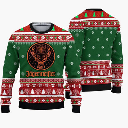 Herren Weihnachts-Pullover im Ugly-Sweater-Stil Jägermeister, originelles Fest- und Geschenkartikel