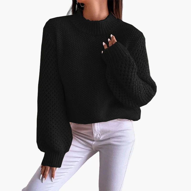 Pull ample femme style décontracté manches ballon tricot chic automne hiver