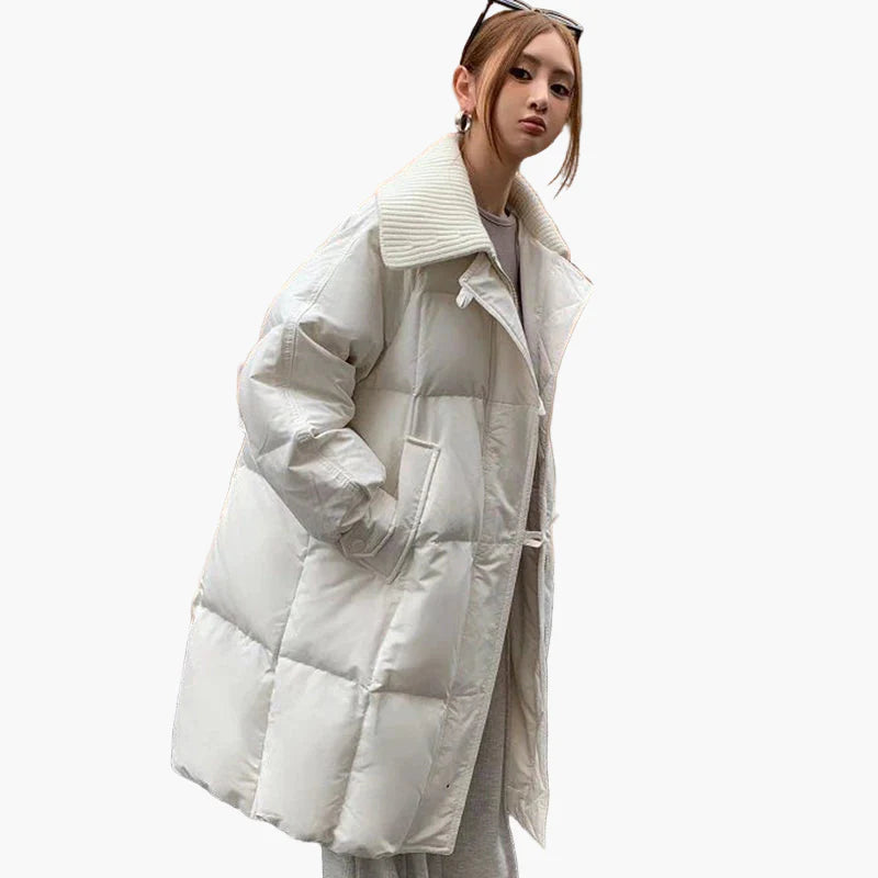 Lange Donsjas Dames Casual Stedelijke Stijl Warme Winter