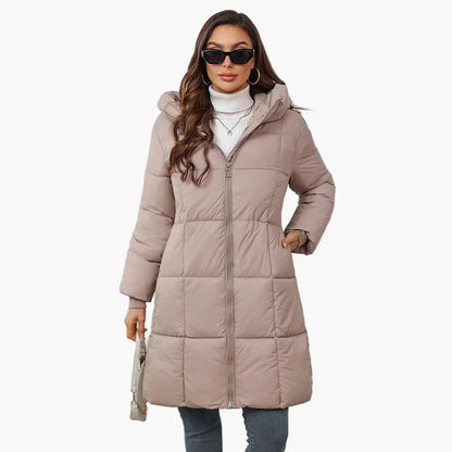 Cappotto Piumino Lungo Donna Stile Urbano Inverno Elegante con Cappuccio