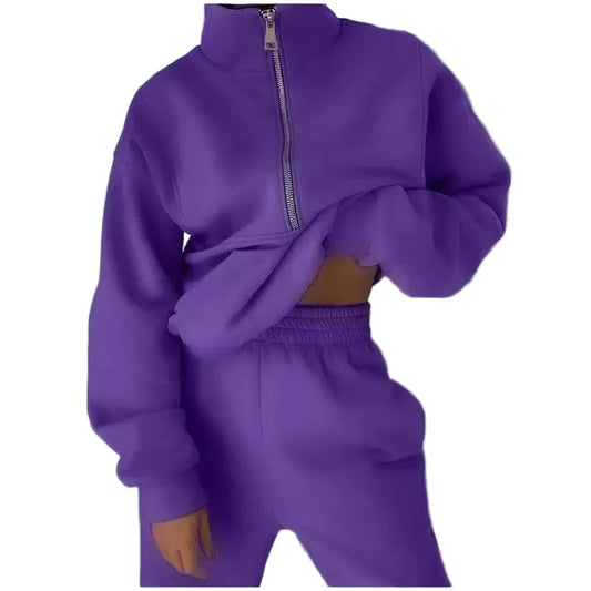 Women's Tracksuit Set Casual Urban Style with Zipped Collar