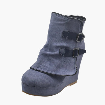 Botines con cuña y hebillas para mujer estilo casual urbano