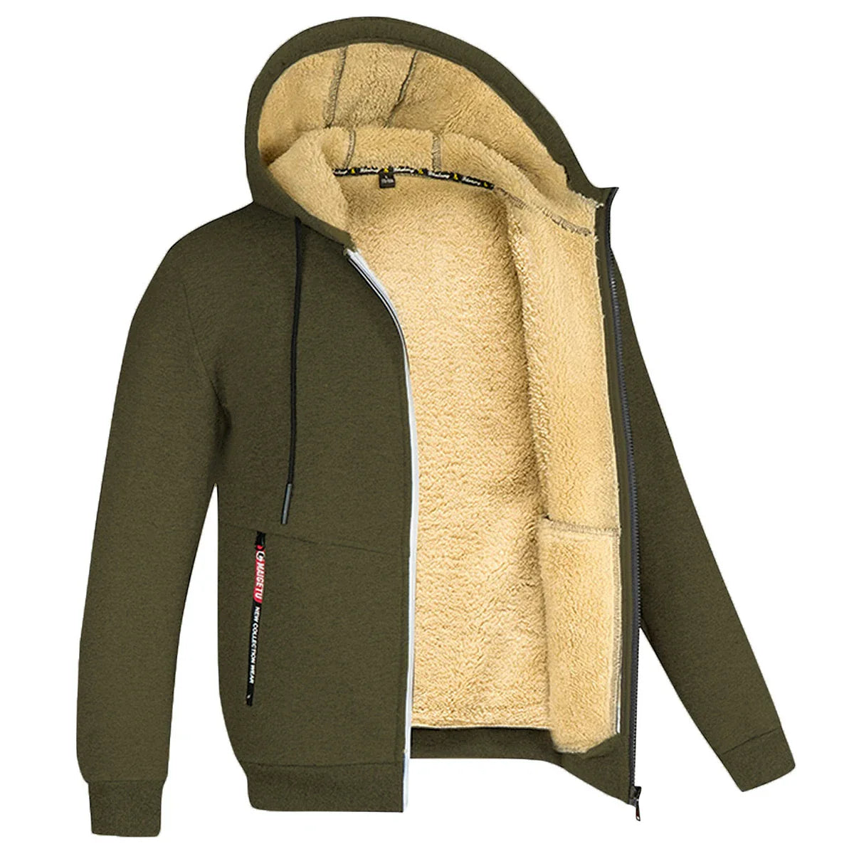 Derek – Zip-hoodie med sherpa-foder för män