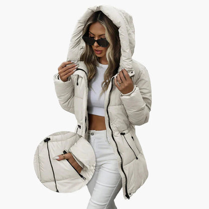 Gesteppter Damen-Wintermantel mit Kapuze, warmer und trendiger urbaner Stil