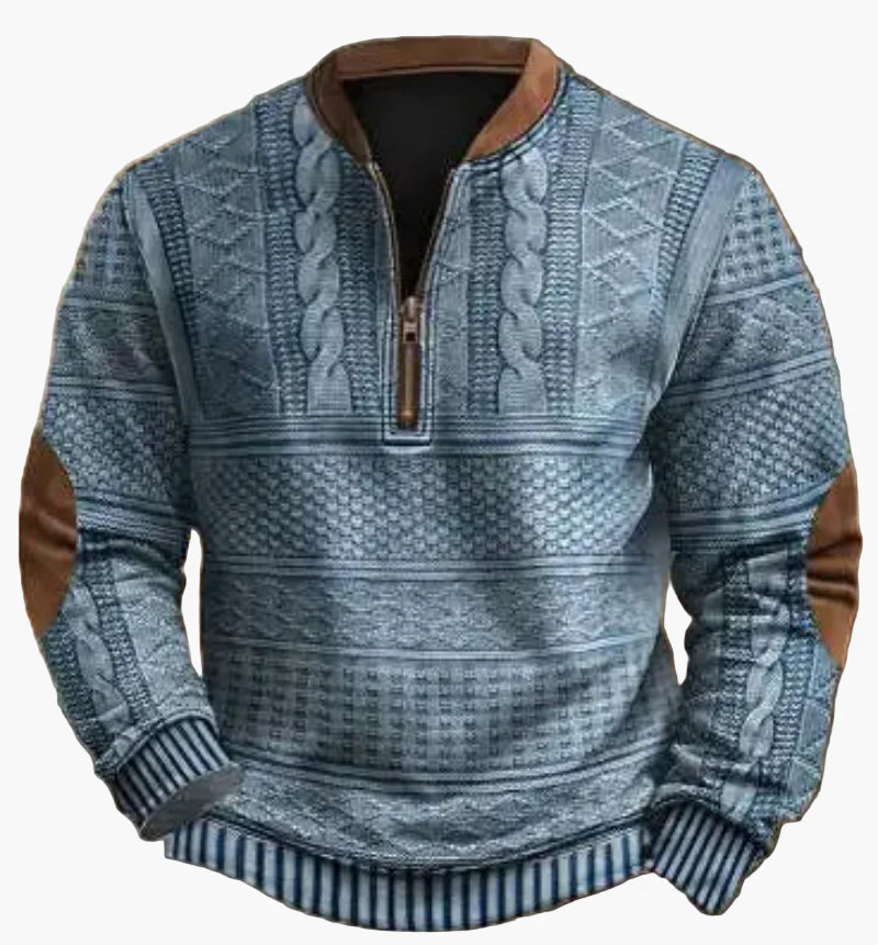 Herren-Sweatshirt mit halbem Reißverschluss im trendigen Herbst-/Winterstil – warmer, lässiger Stehkragenpullover