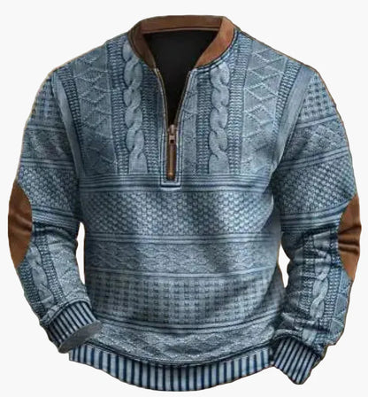 Herren-Sweatshirt mit halbem Reißverschluss im trendigen Herbst-/Winterstil – warmer, lässiger Stehkragenpullover
