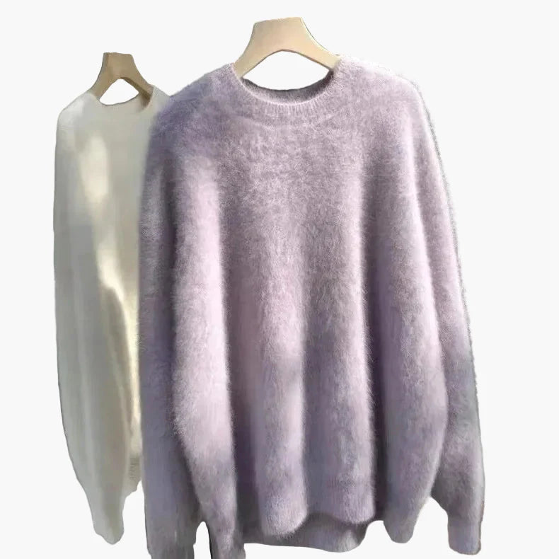Pull ample style décontracté pour femme, col rond, look cocooning chic