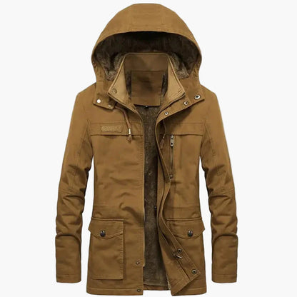Men's winter hooded jacket urban casual style – warm and trendy long coat
