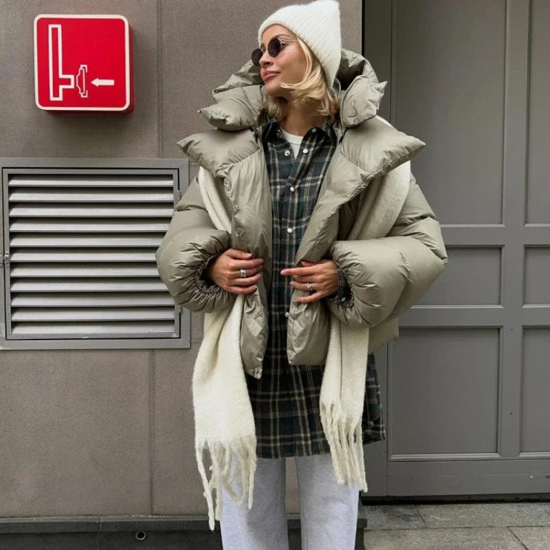 Kort oversized dunjakke til kvinder i trendy urban vinterstil
