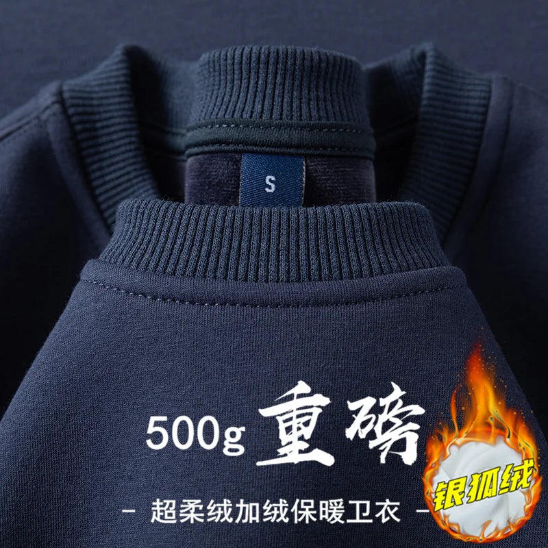 Herren-Sweatshirt mit Rundhalsausschnitt, Fleece-Futter und langen Ärmeln