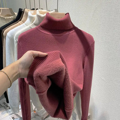 Damski sweter z podwójnym golfem w klasycznym i wygodnym stylu na zimę
