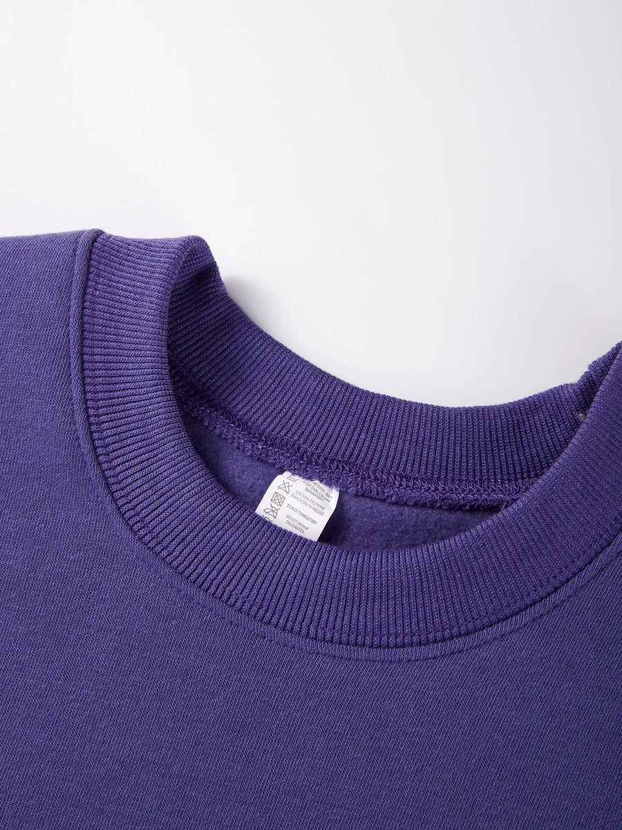 Sweat-shirt Femme ample Violet uni col rond et manches longues