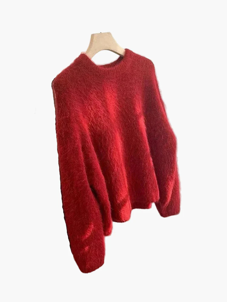 Pull ample style décontracté pour femme, col rond, look cocooning chic