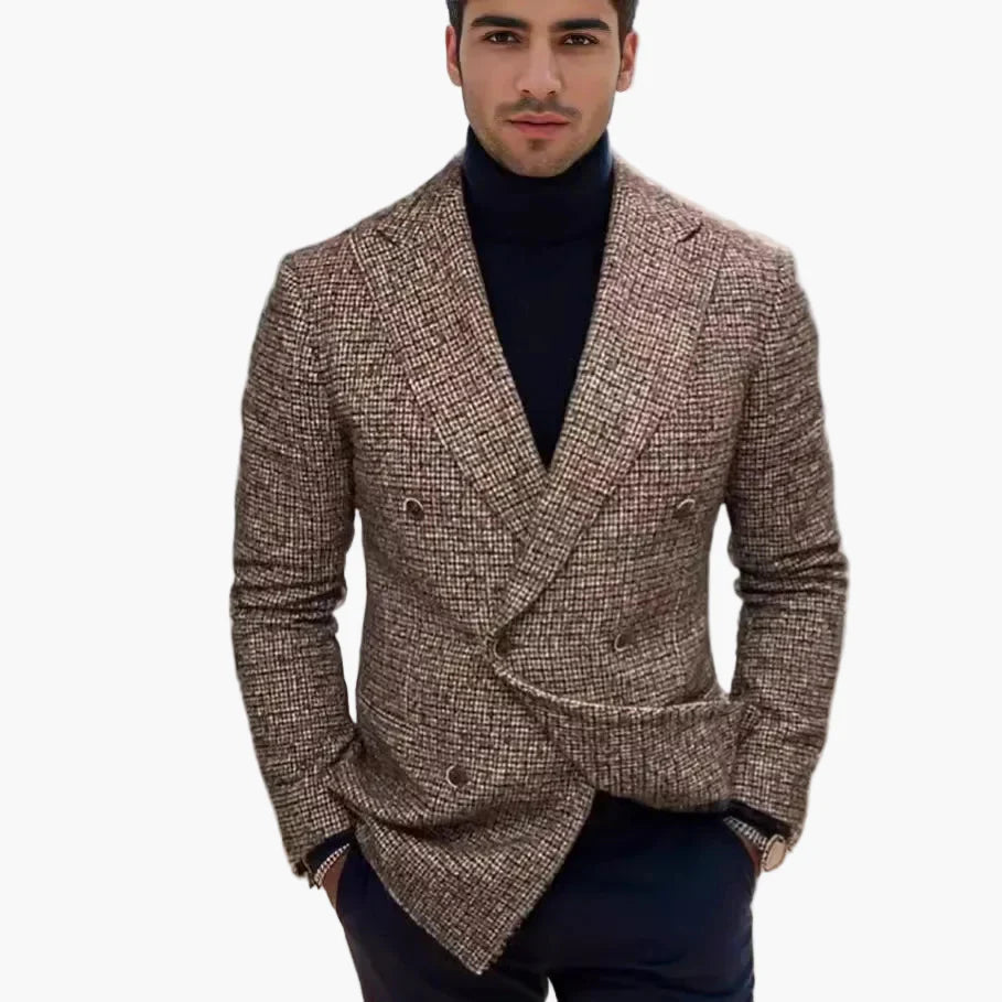 Elegante dubbele herenjas in zakelijke stijl – Modern en verfijnd