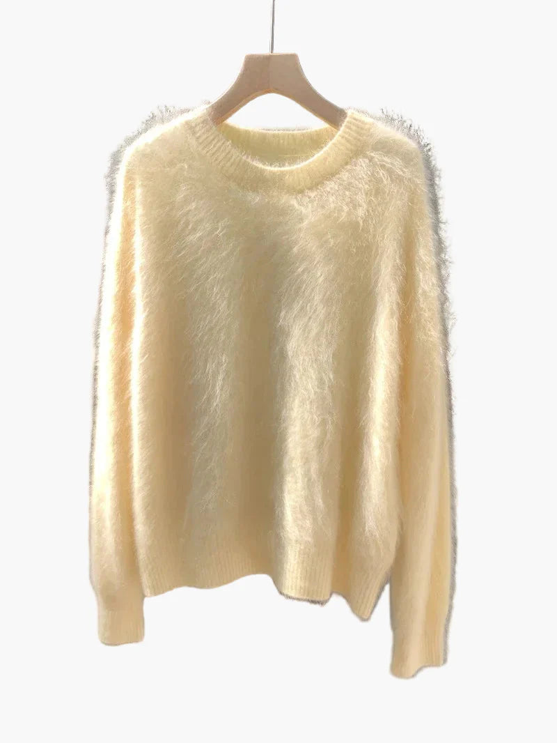Pull ample style décontracté pour femme, col rond, look cocooning chic