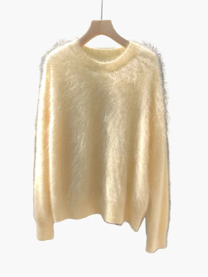 Pull ample style décontracté pour femme, col rond, look cocooning chic