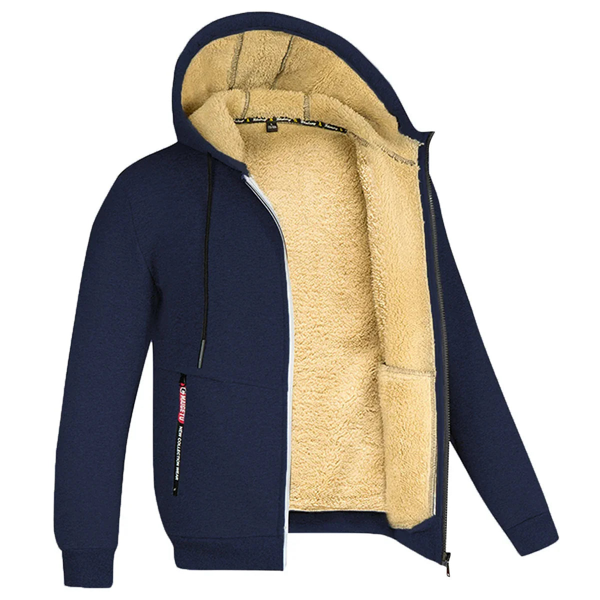 Derek – Zip-hoodie med sherpa-foder för män