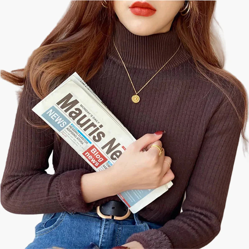 Jersey de Cuello Alto para Mujer Elegante Estilo Casual para Otoño e Invierno