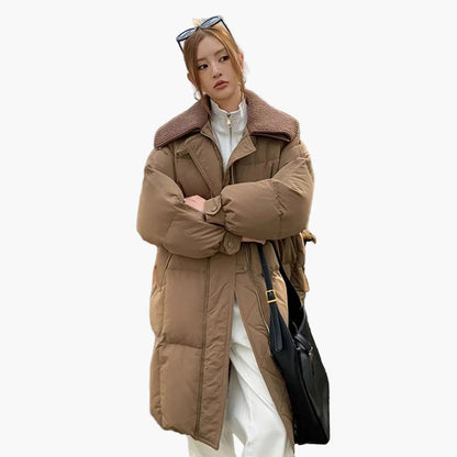 Lange Donsjas Dames Casual Stedelijke Stijl Warme Winter