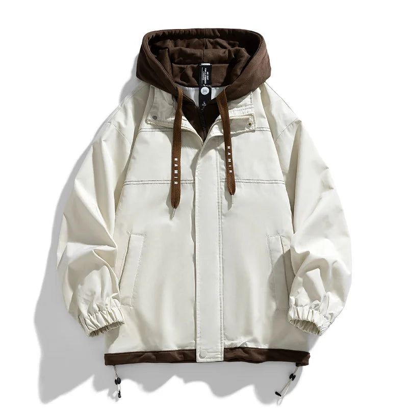 Veste Homme à Capuche Doublée Style Décontracté avec Cordon de Serrage Manches Longues