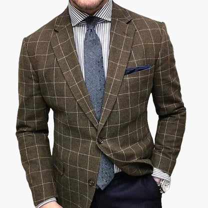 Elegant men's suit jacket with checkered pattern – Business and refined style for office or formal occasions