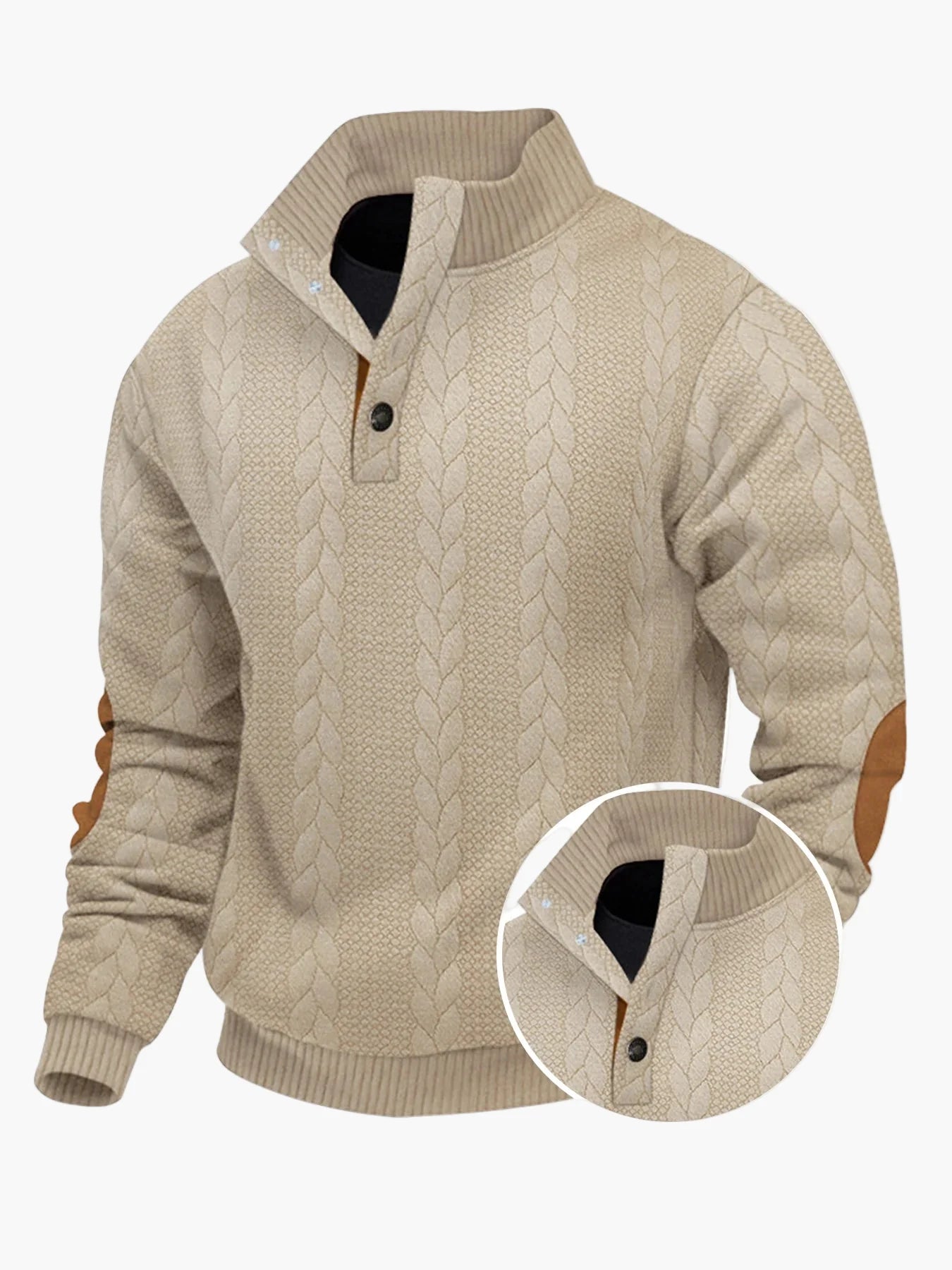 Sudadera para hombre con cuello alto y cremallera, estilo casual elegante - Suéter deportivo versátil y a la moda