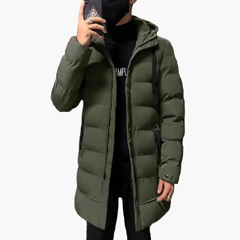 Cappotto invernale uomo stile lungo urbano con cappuccio - Moda casual e calda