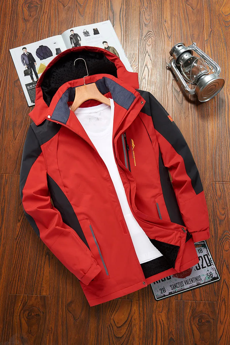 Herren-Kapuzenjacke mit Fleecefutter in Marineblau und Schwarz für den Outdoor-Bereich