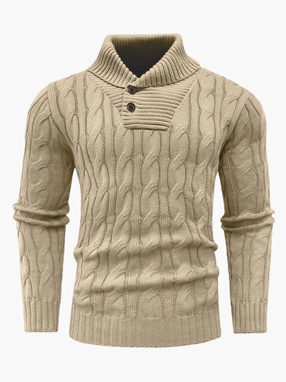 Maglione con collo sciallato intrecciato da uomo stile casual elegante