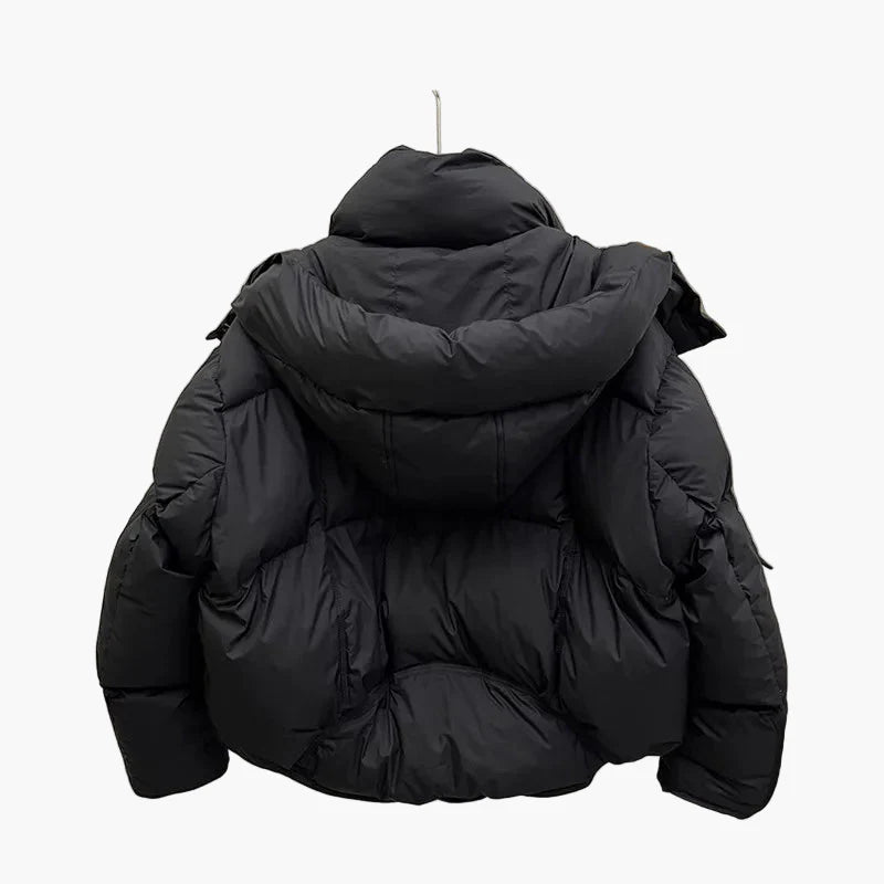 Kort Quiltad Dunjacka med Hood för Dam – Varm och Trendig Urban Stil