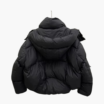Kort Quiltad Dunjacka med Hood för Dam – Varm och Trendig Urban Stil
