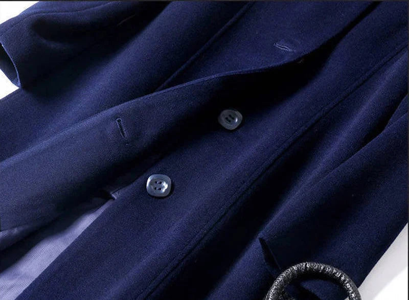 Manteau Long Femme Élégant avec Boutons, Col Classique