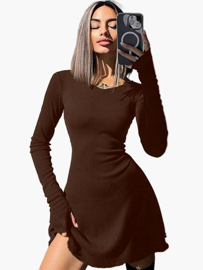 Robe moulante à manches longues style casual pour femme – Élégance quotidienne et silhouette flatteuse