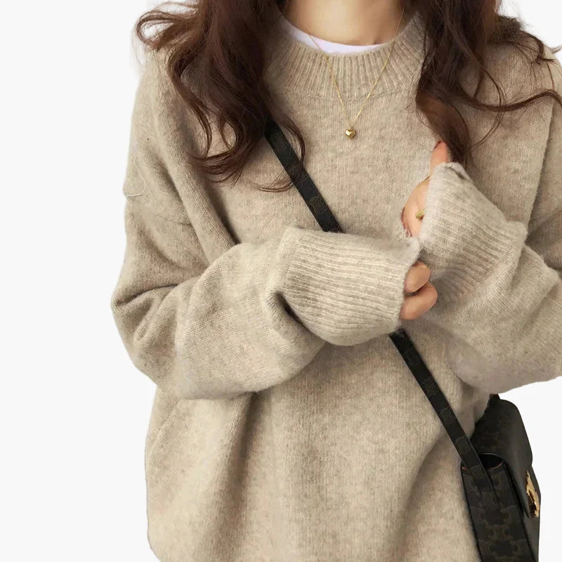 Oversized retrotröja för kvinnor, avslappnad och trendig look, perfekt för höst och vinter