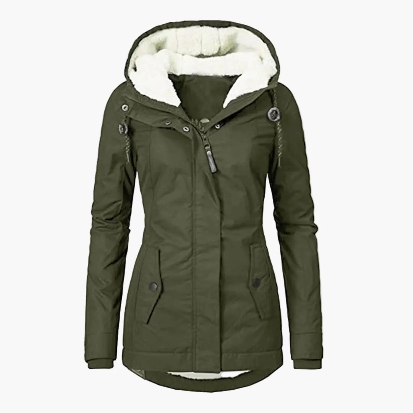Chaqueta de Invierno para Mujer Estilo Urbano con Capucha Forrada – Elegancia Diaria y Confort Térmico