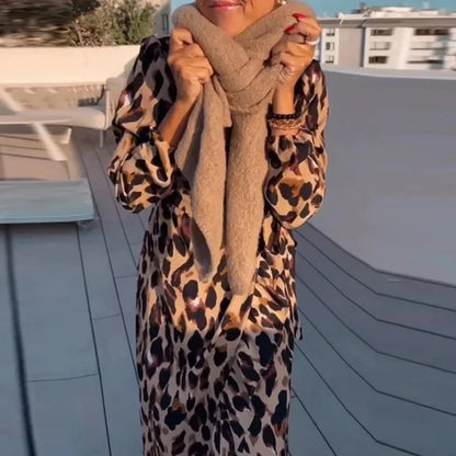 Emma – Elegant maxiklänning med leopardmönster för kvinnor