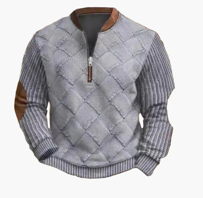 Herren-Sweatshirt mit halbem Reißverschluss im trendigen Herbst-/Winterstil – warmer, lässiger Stehkragenpullover