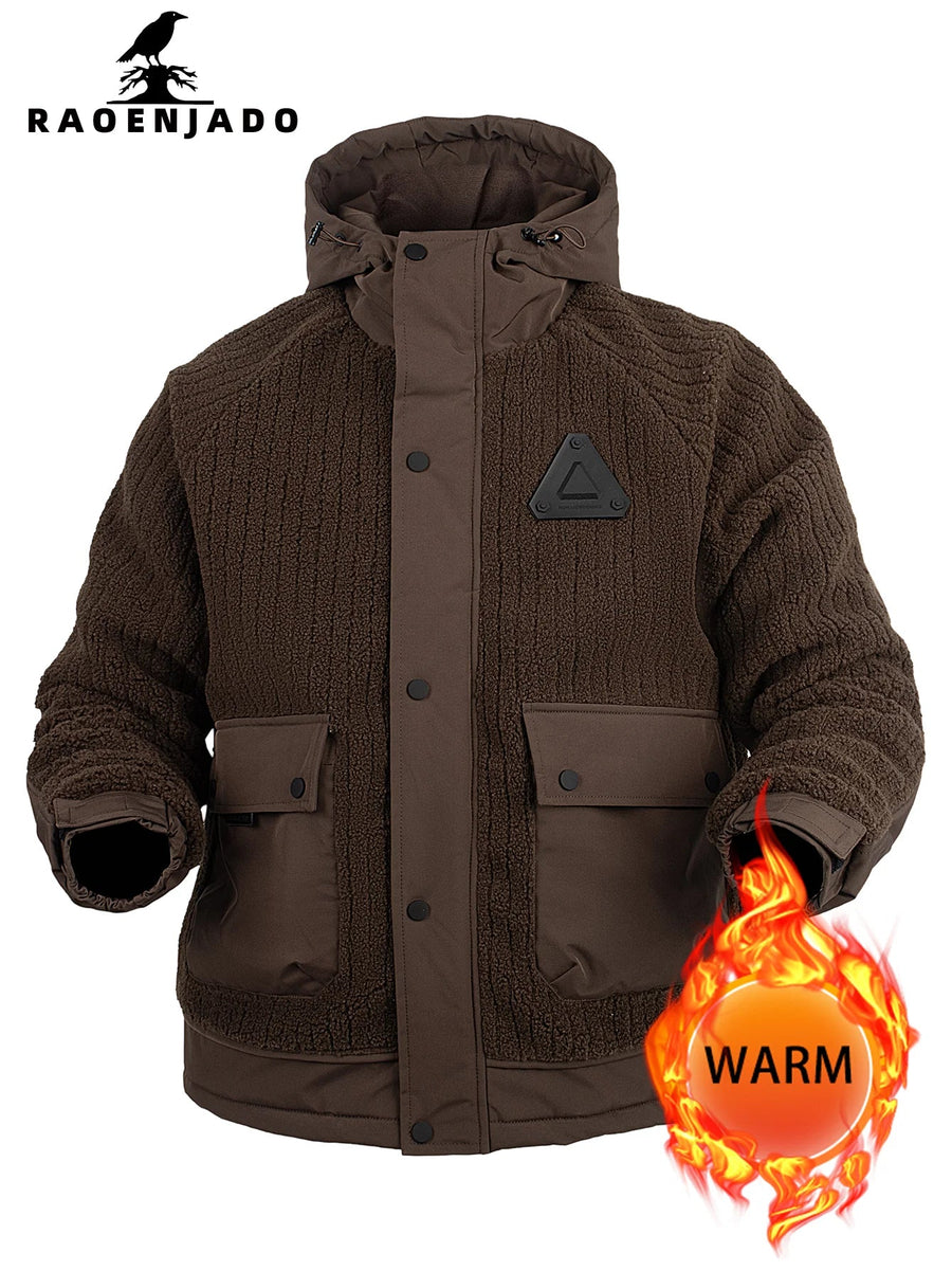 Giacca da uomo con cappuccio effetto pile, stile casual, antivento, nera