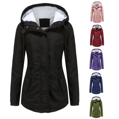 Abrigo de Invierno para Mujer con Capucha Estilo Casual Caliente para Exterior
