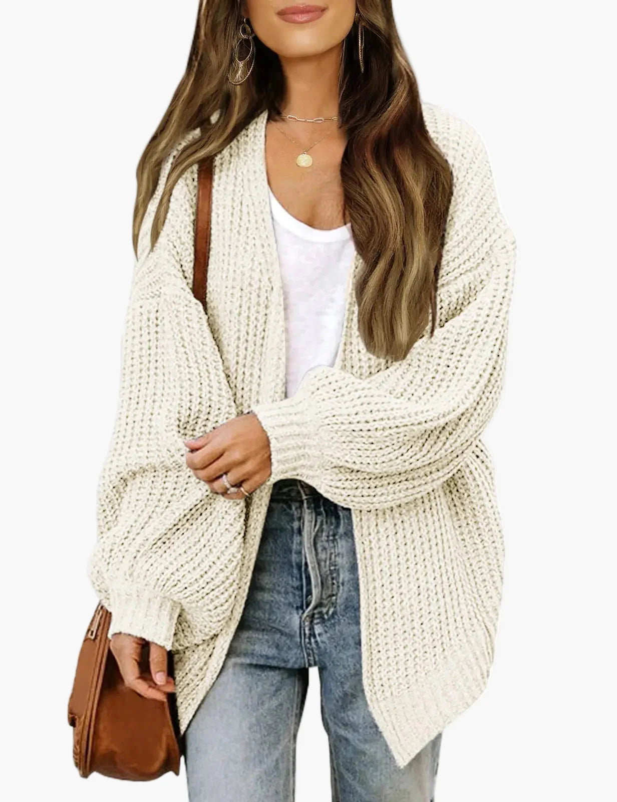 Casual damevest cardigan i oversize-stil til efterår og vinter
