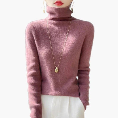 Elegancki damski sweter z golfem w szykownym stylu na jesień i zimę