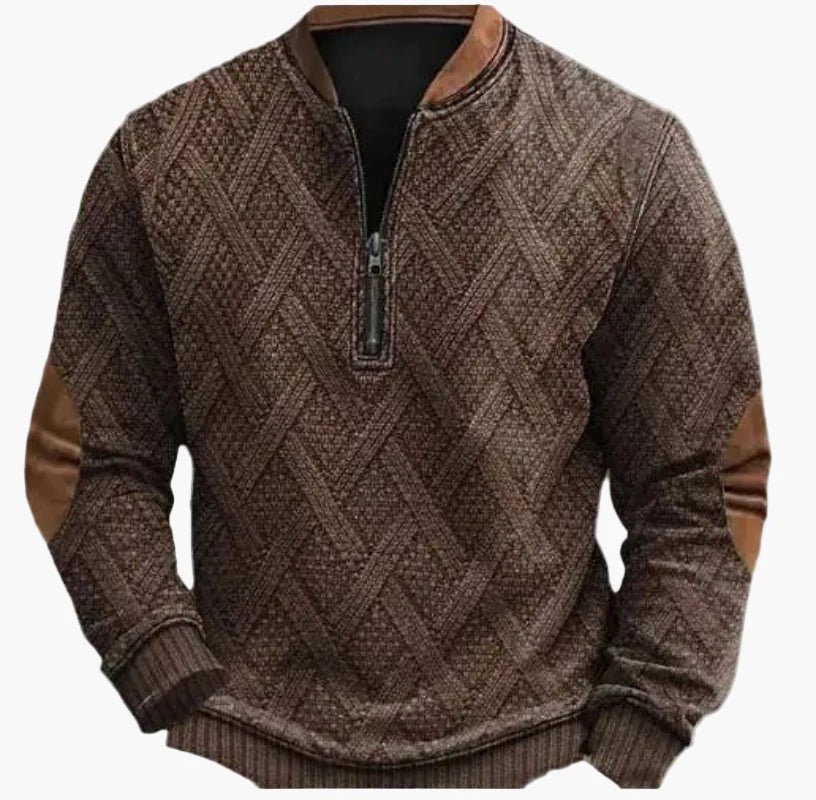 Herren-Sweatshirt mit halbem Reißverschluss im trendigen Herbst-/Winterstil – warmer, lässiger Stehkragenpullover