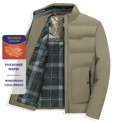 Chaqueta de hombre de negocios casual de invierno, cálida y cortavientos
