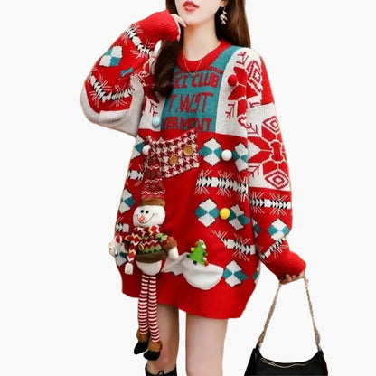 Jersey de Navidad original para mujer - Estilo holgado, decoración festiva, ideal para las fiestas
